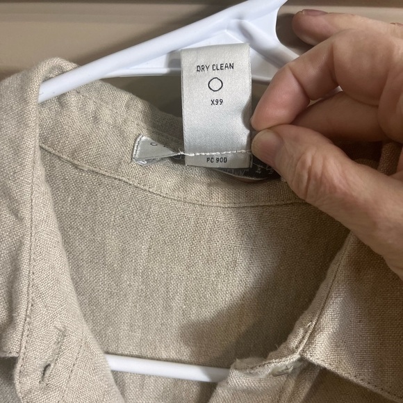 Vintage GEOFFREY BEENE SPORT Beige 100% Linen Collared Maxi Shirt Dress Size 4 - Picture 4 of 8